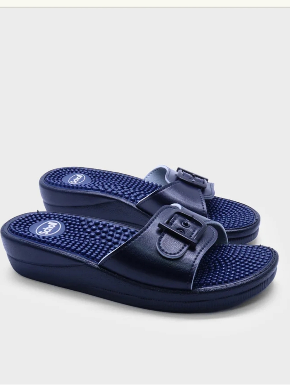 Nwot,Dr. Scholl's Massage Buckle Mule Sandal, Navy Blue, Eu39, Size 8